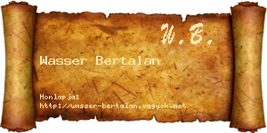 Wasser Bertalan névjegykártya
